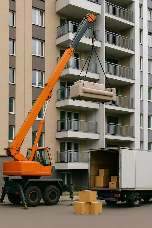 Flyttfirma med tillgång till hisskran eller lyft – för svåra objekt